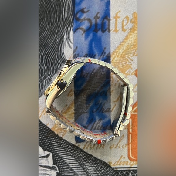 Men’s 36mm Luxury Automatic Steel Watch Two Tone “Wimbledon” Style Gray Dial - Picture 3 of 4